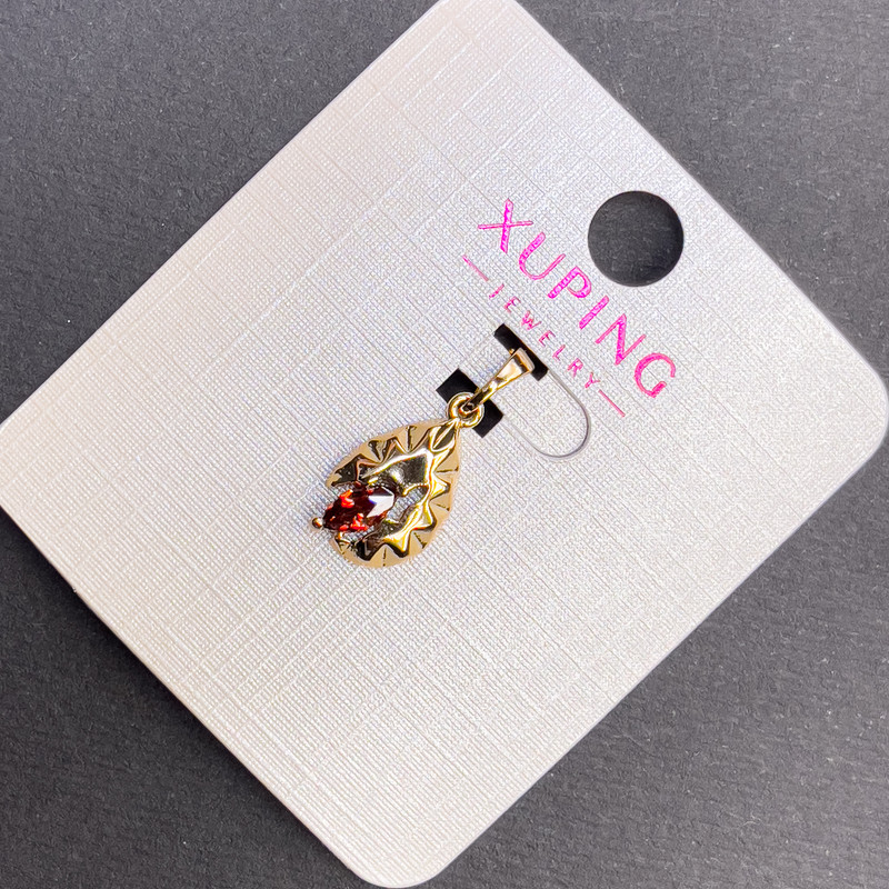 Xuping Pendant with Red Crystal, 8mm Diameter, 20mm Length, 18K Plating