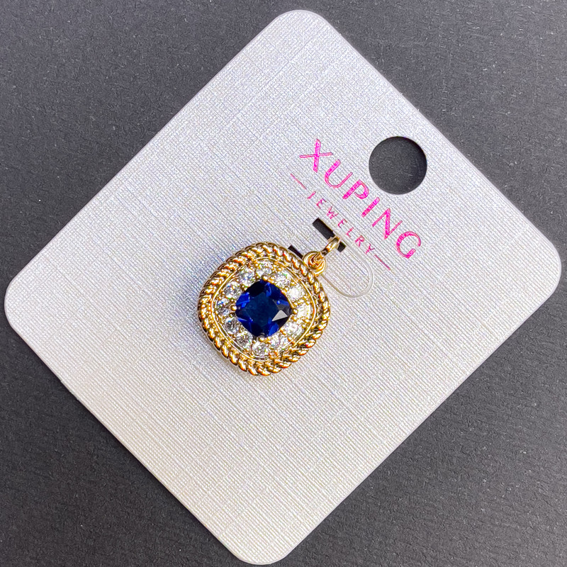 Xuping Pendant with blue crystal and white rhinestones, diameter 14mm, length 22mm, 18K gold plating