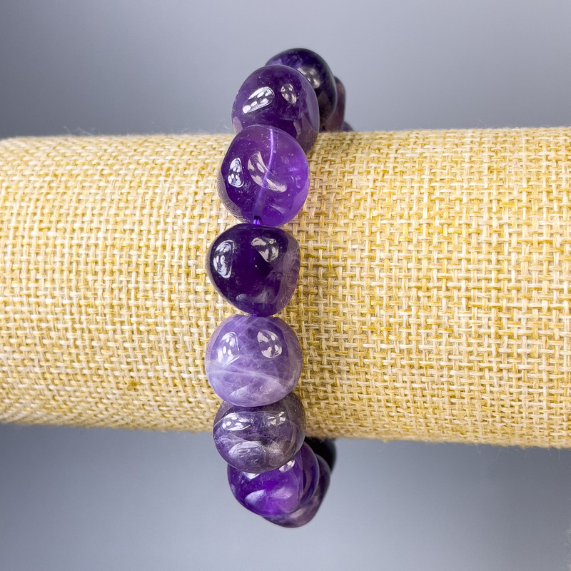 Faceted Amethyst Bracelet, bead size 13x12 mm, length 18 cm, stretch