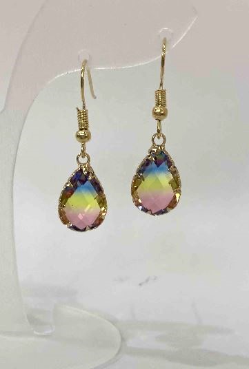 Drop Earrings Multicolor, diameter about 10 mm, length 34 mm