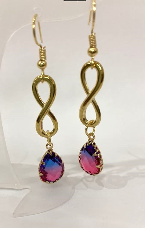 Infinity Multicolor Earrings, 10 mm diameter, 58 mm length