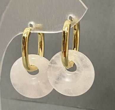 Rock Crystal Earrings, diameter 15mm, length 27mm