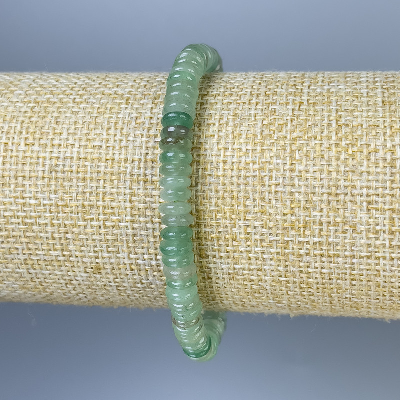 Jade Rondelle Bracelet, 6x2 mm, 18 cm, stretch