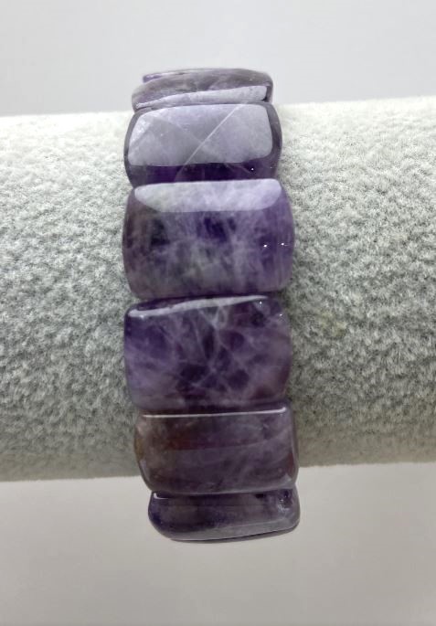 Amethyst Link Bracelet, diameter 17x12 mm, length 18 cm, stretch