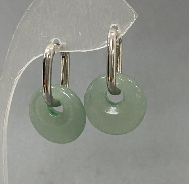 Jade Donut Earrings, diameter 18mm ±, length 31mm ±