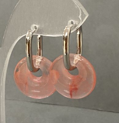 Chalcedony Donut Earrings, 18mm diameter, 31mm length