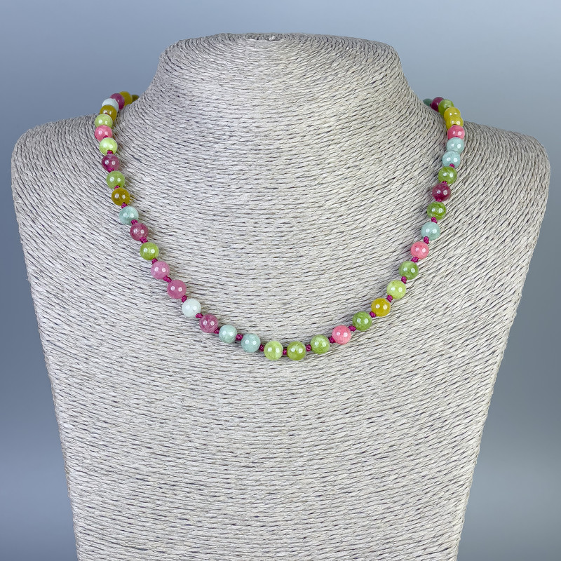 Tourmaline Necklace with Smooth Beads 6mm, 50 cm length, with clasp