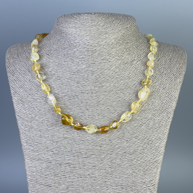Citrine Faceted Bead Necklace, 8-14×8-12 mm, length 50 cm +/- with clasp
