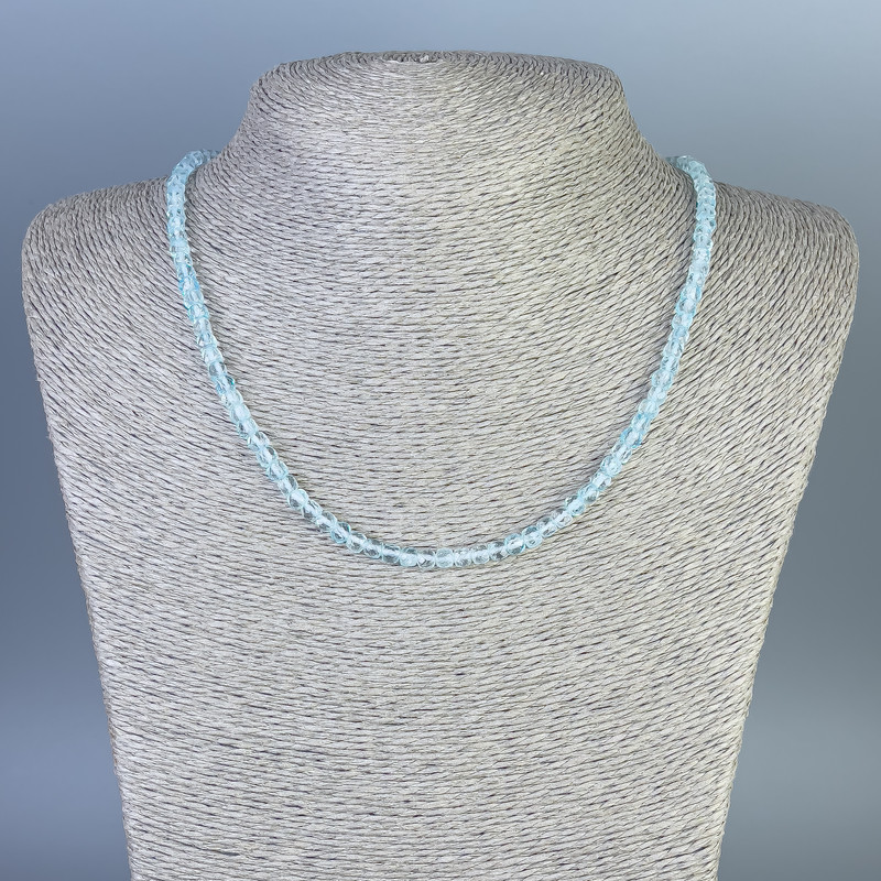 Faceted Topaz Necklace, cube-shaped beads 4x4 mm, length 45 cm (±) with clasp