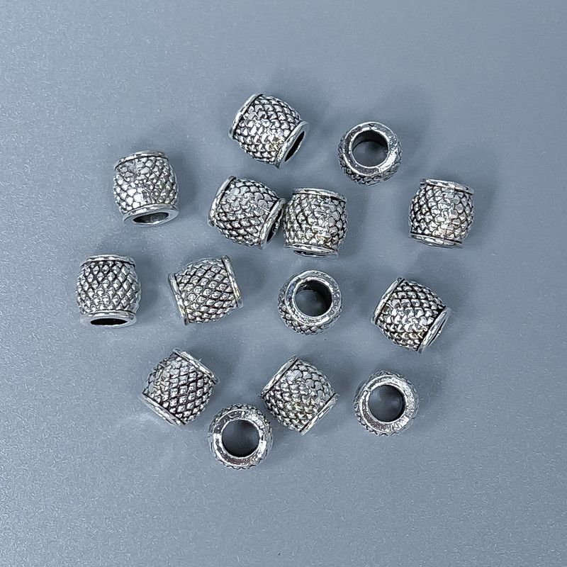 Bead-insert findings, silver metal color, 6×6 mm diameter with ~3 mm hole, packaging 20 g (~42 pcs)