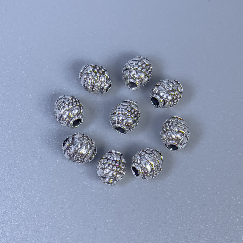Silver-tone bead insert findings, diameter 6×5mm ± hole, diameter 1.5mm ± packaging 20 g (~50 pcs)