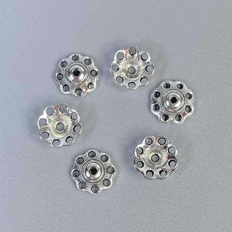 Bead cap findings, silver-colored metal, 8×1 mm, with 0.9 mm opening, packaging 54 pcs