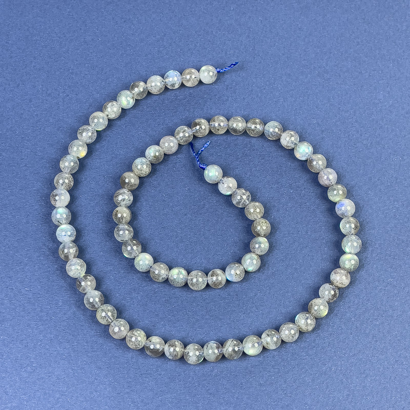 Labradorite Beads, Smooth Ball 5mm ± on Thread, Length 40 cm ±