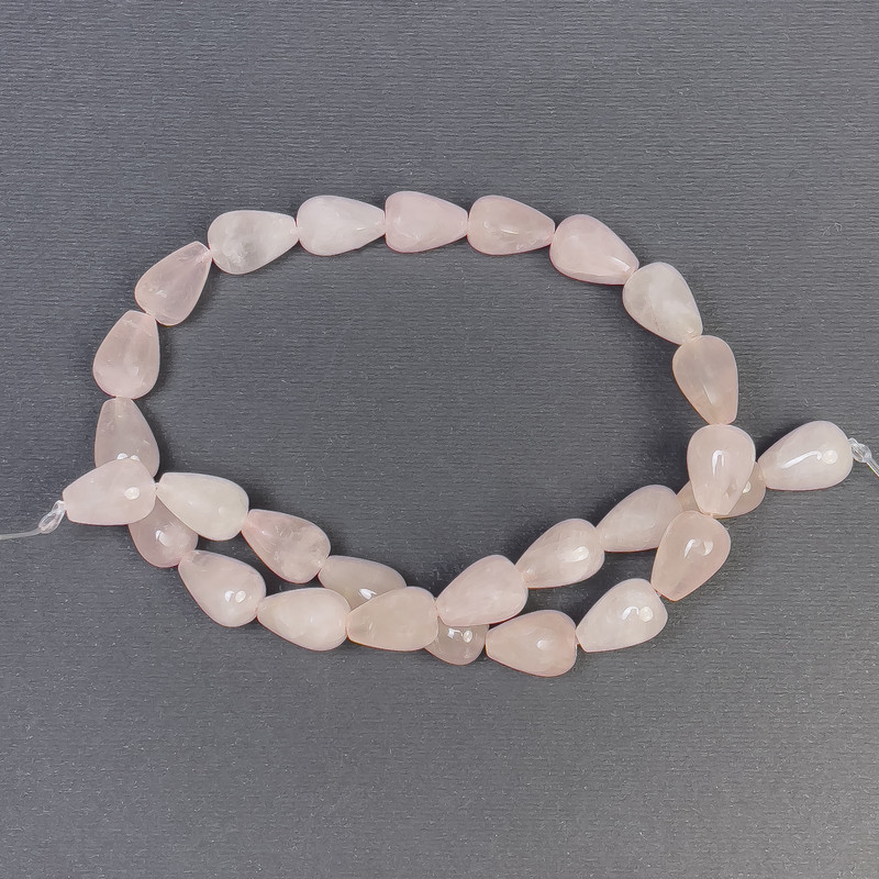 Pink Quartz Beads Drop natural stone, diameter 15x10 mm +/-, hole diameter 1 mm +-, length 40 cm +/-