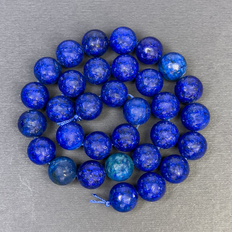 Lapis lazuli beads, smooth round beads, diameter 12 mm, hole diameter 1 mm, length 39 cm
