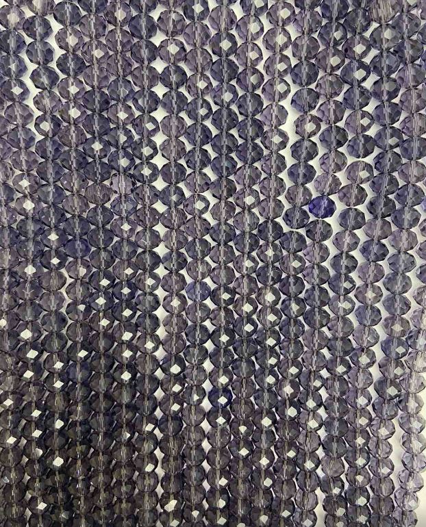 Purple Transparent Czech Crystal Beads on Thread, Faceted Rondelle, 8x6.5 mm + -, length 40 cm +
