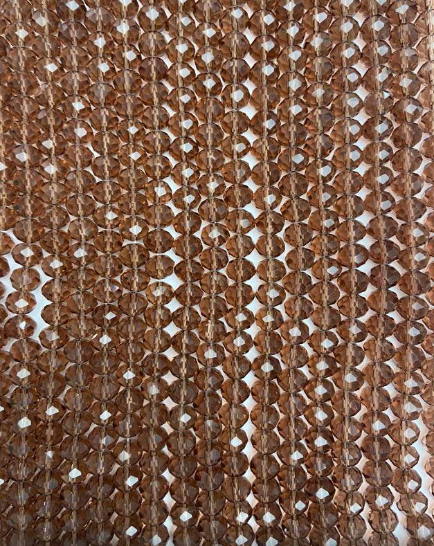 Beads Czech crystal on thread brown transparent faceted rondelle, diameter 8x6 mm + -, length 40 cm +