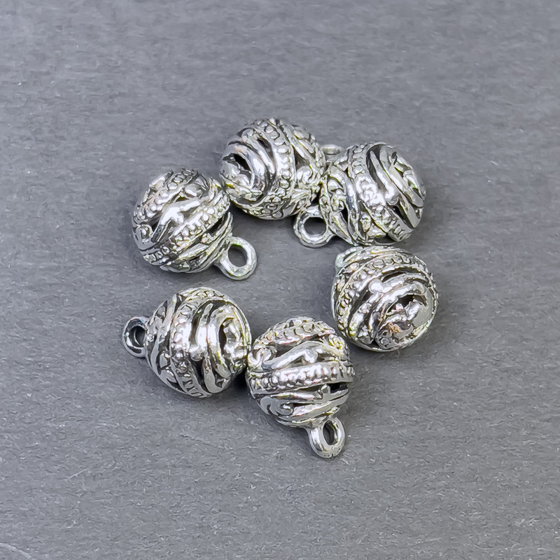 Jewelry findings: Silver-colored pendant, 8x11 mm diameter, packaging 6 pcs