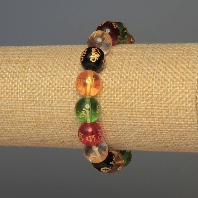 Stretch bracelet with smooth glass beads, 12 mm diameter, 18 cm length