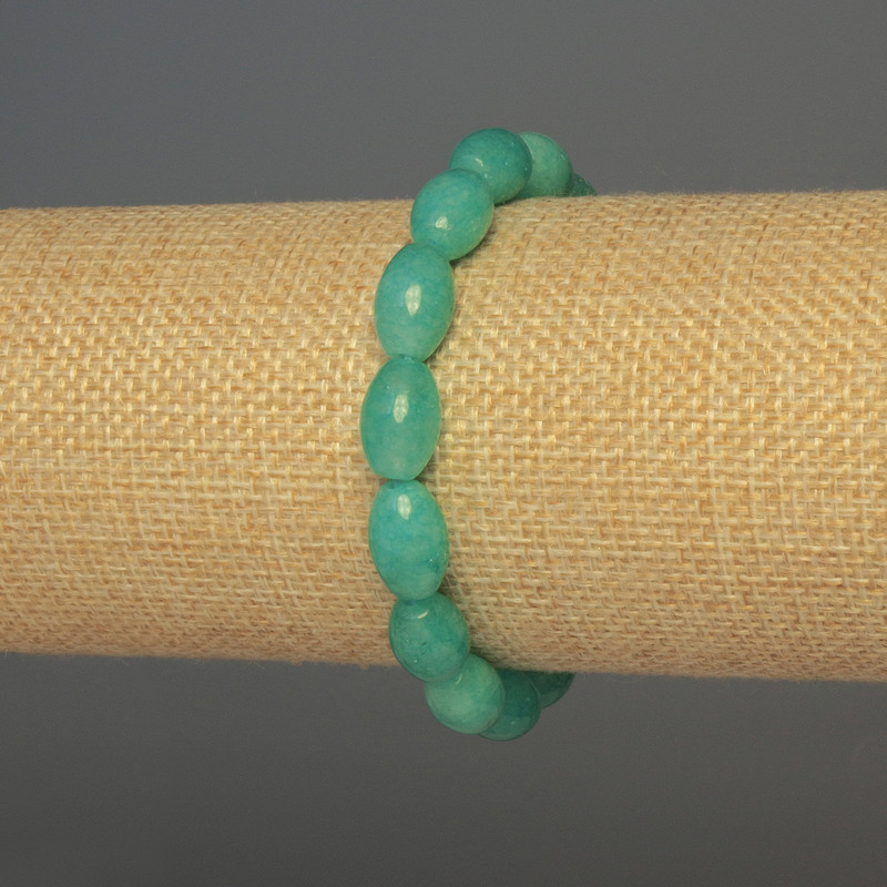 Aquamarine grain bead bracelet, size 12x8 mm, length ~18 cm, stretch