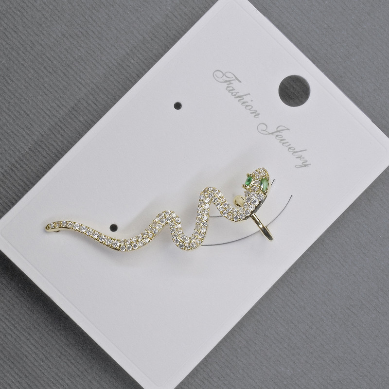 Cafe Earring for Pierced Ear, Golden-Toned Metal, 41 mm Length ± White and Green Crystals