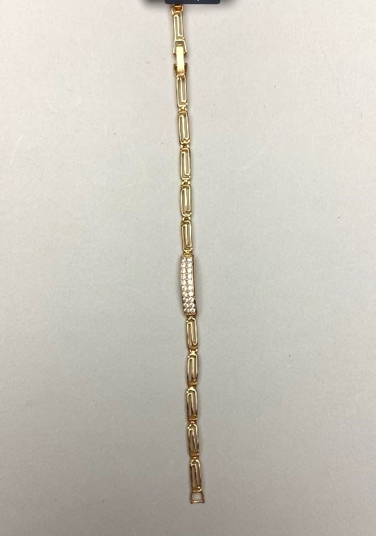Bracelet Xuping with White Crystals, 4 mm thick, length 18-20 cm, gold plated