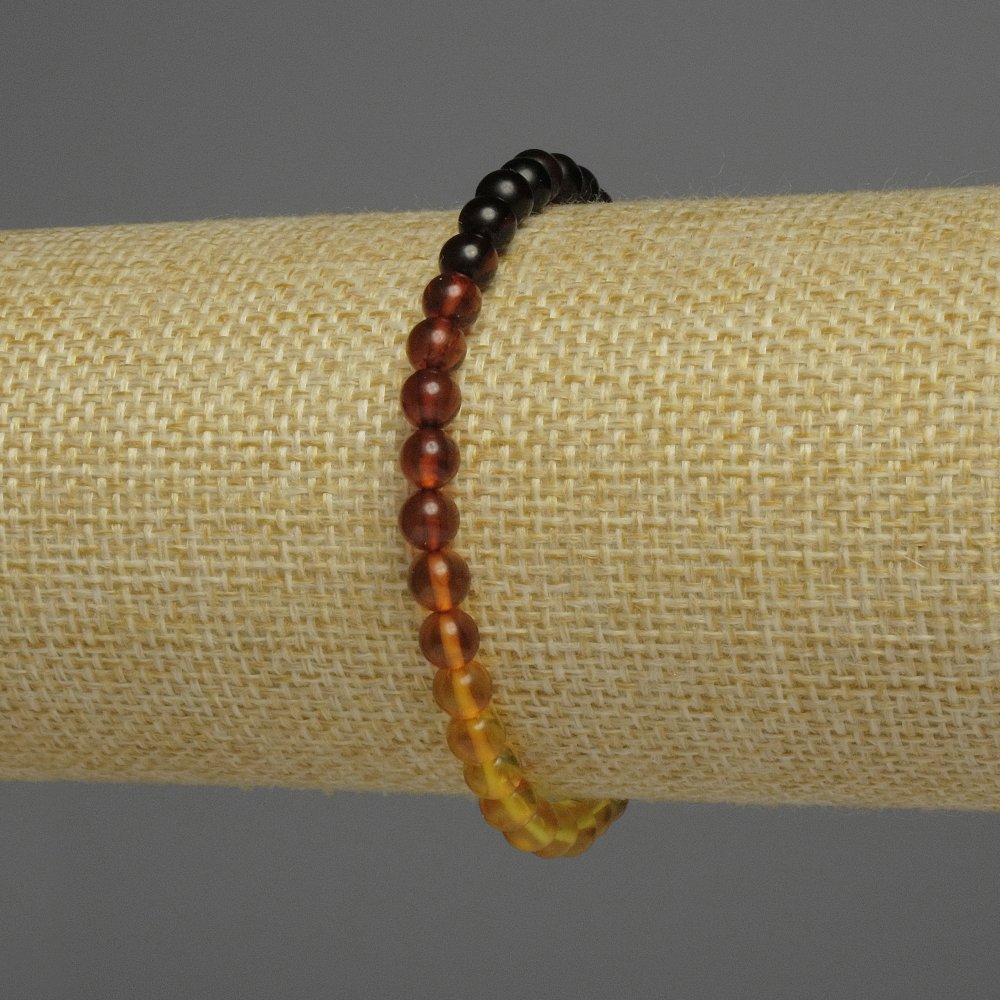 Amber Gradient Bracelet, smooth beads, 5 mm diameter ±, length 18 cm ±, stretch