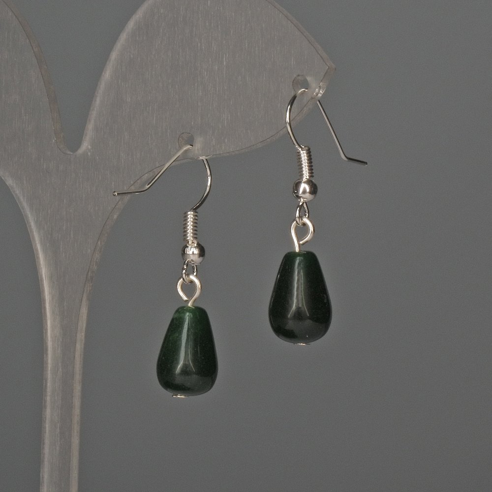 Chrysoprase drop earrings 8x12mm+-, length 32mm+