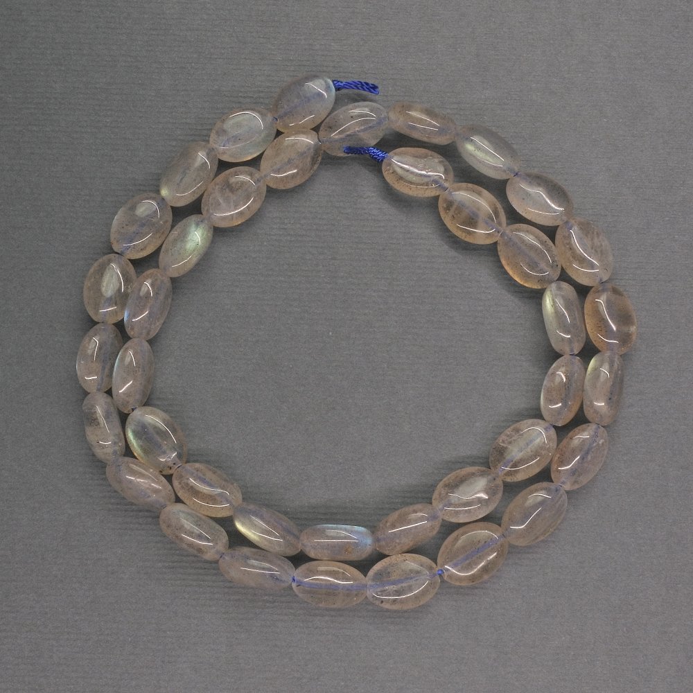 Oval Labradorite natural stone beads, 8×11×5 mm, length 40 cm
