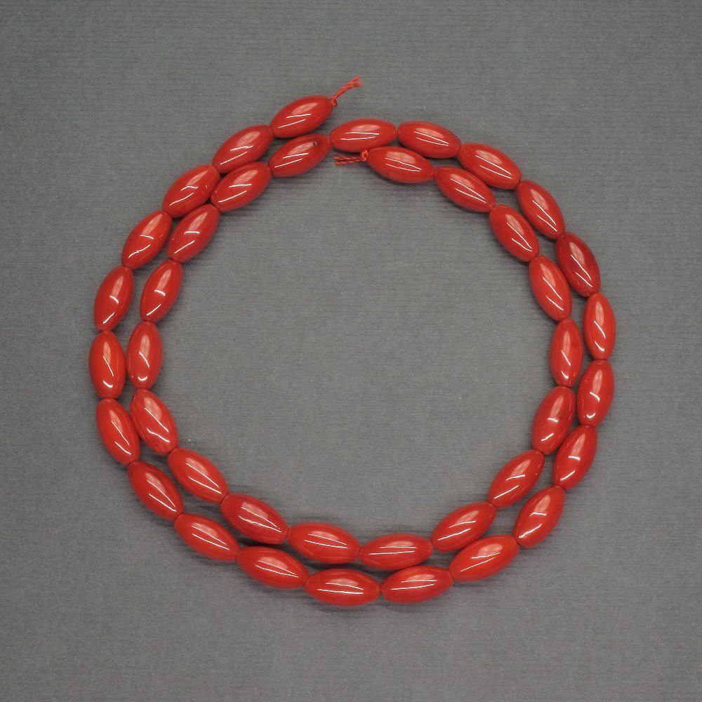Natural Red Coral Beads, seed-shaped, diameter 5x10 mm, length 41 cm