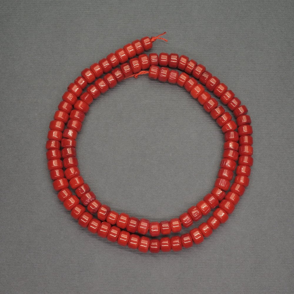 Natural Red Coral Rondelle Beads, Washer-Shaped, Diameter 5×3.5 mm, Length 39 cm+