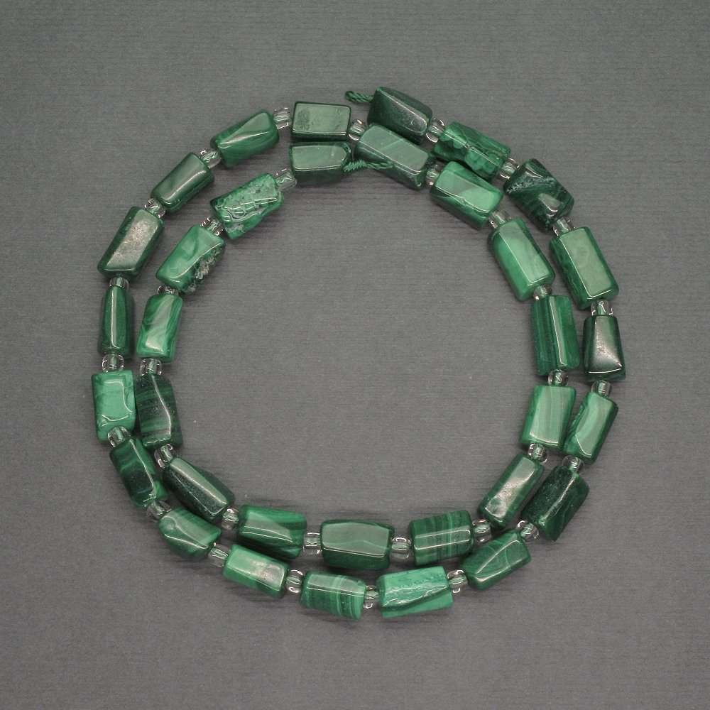 Malachite Beads, Natural Stone, Faceted Cylindrical, 6x11mm ±, 3mm Hole, 41cm Length ±