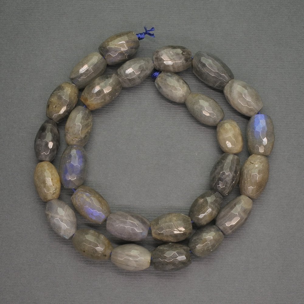 Labradorite natural stone faceted barrel beads, diameter 10×15 mm, length 40 cm
