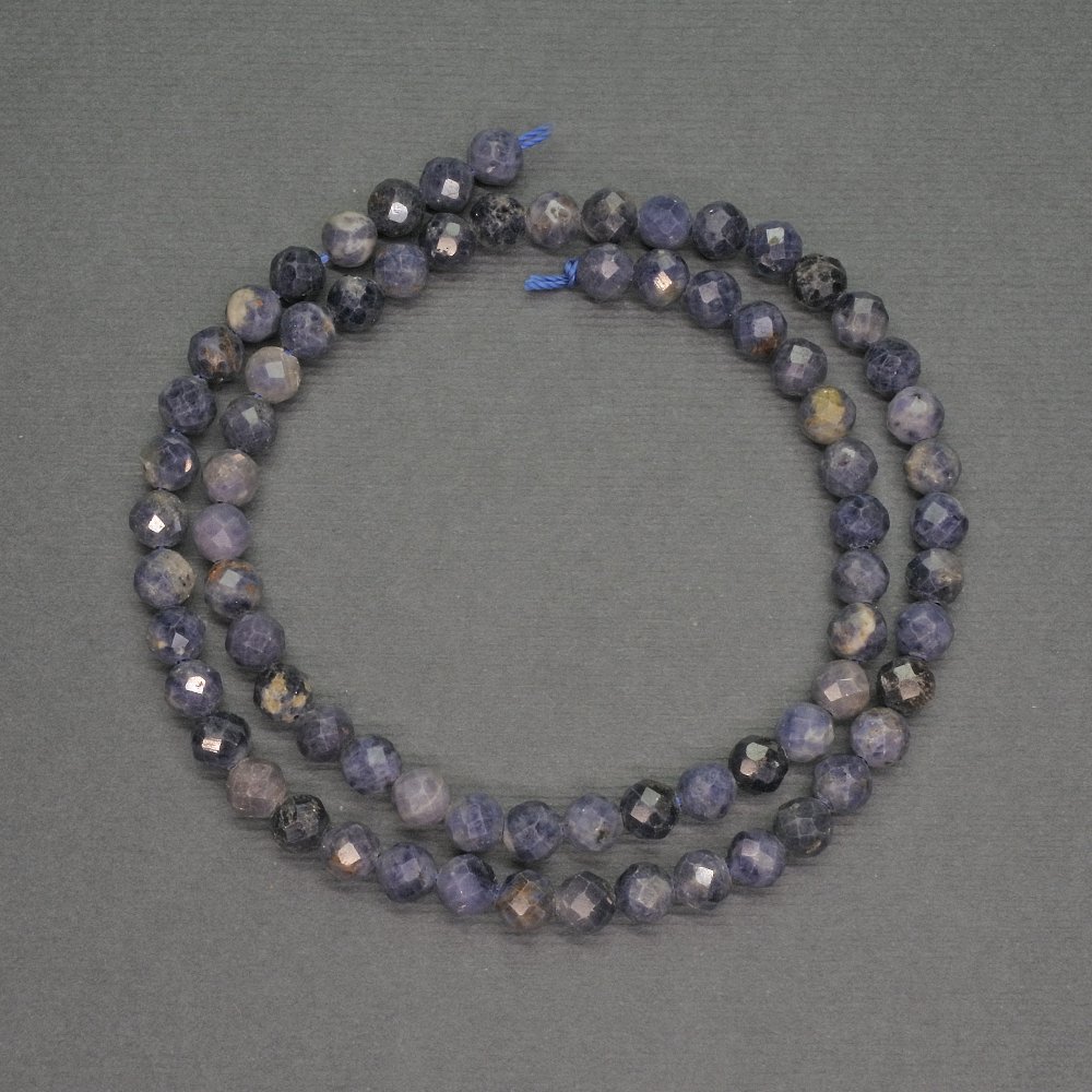 Natural Sapphire Beads - Faceted Round Bead, 5.5 mm diameter, 39 cm length