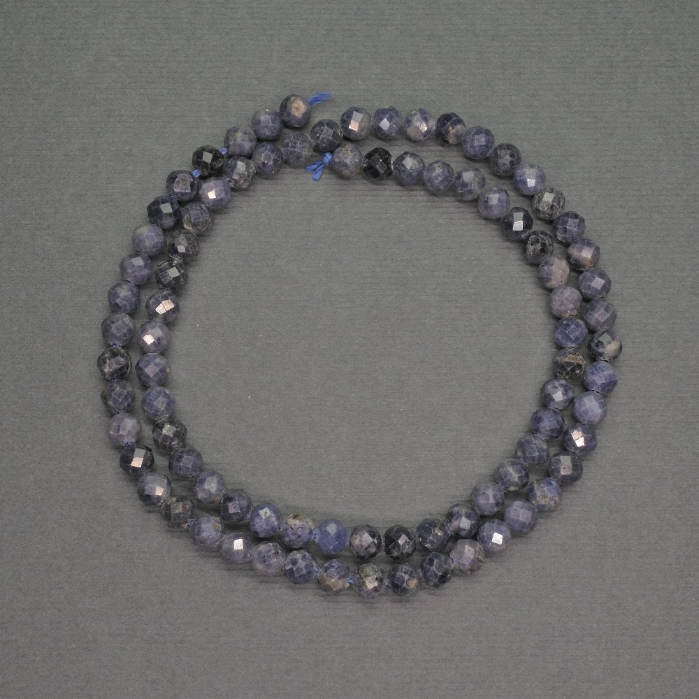 Natural sapphire beads, faceted round beads, 5 mm diameter, 39 cm length
