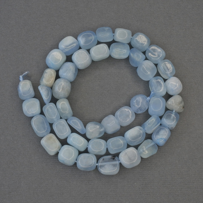 Aquamarine faceted beads, 8x7.5 mm, on a thread, length 41 cm+