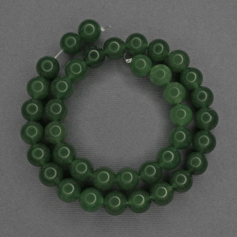 Chrysoprase Beads, Smooth Balls, 10 mm Diameter ± on Thread, Length 37 cm ±