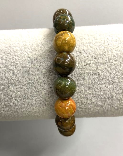 Jasper bracelet smooth bead, diameter 10mm± (stretch), length 18cm+