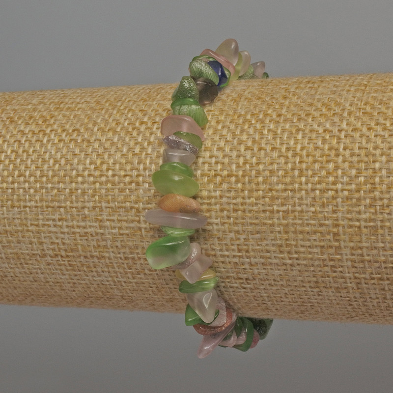 Bracelet Assorted Chips, diameter 6–12×2–4 mm, length 18 mm, stretch