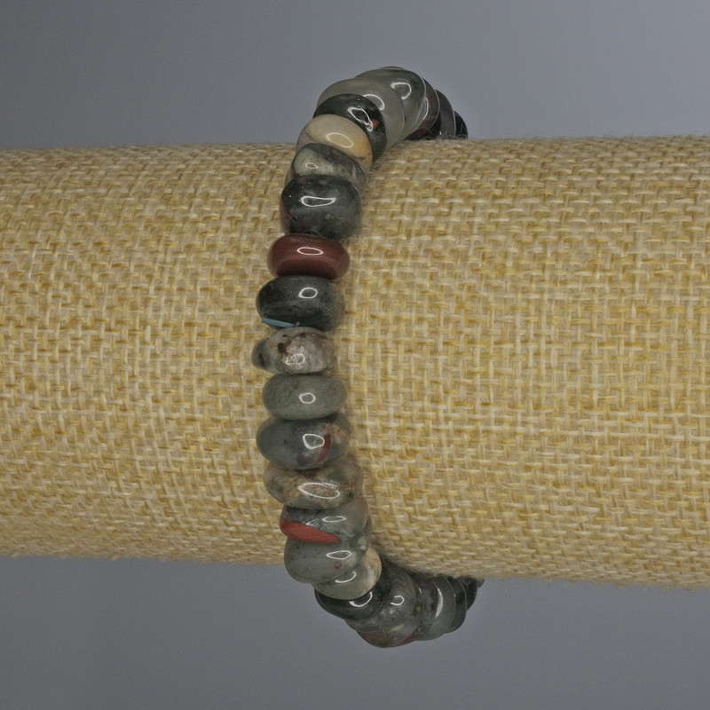 Jasper Tumbled Bracelet, Bead Diameter 10x5 mm ±, Length 18 mm ± Stretch