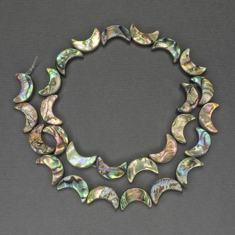 Moon-Shaped Halite Beads, 15mm Diameter, 39cm Length on Thread