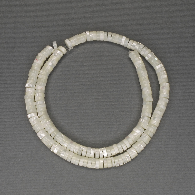 Mother-of-pearl rondelle beads, diameter 6×2 mm, length about 40 cm on thread