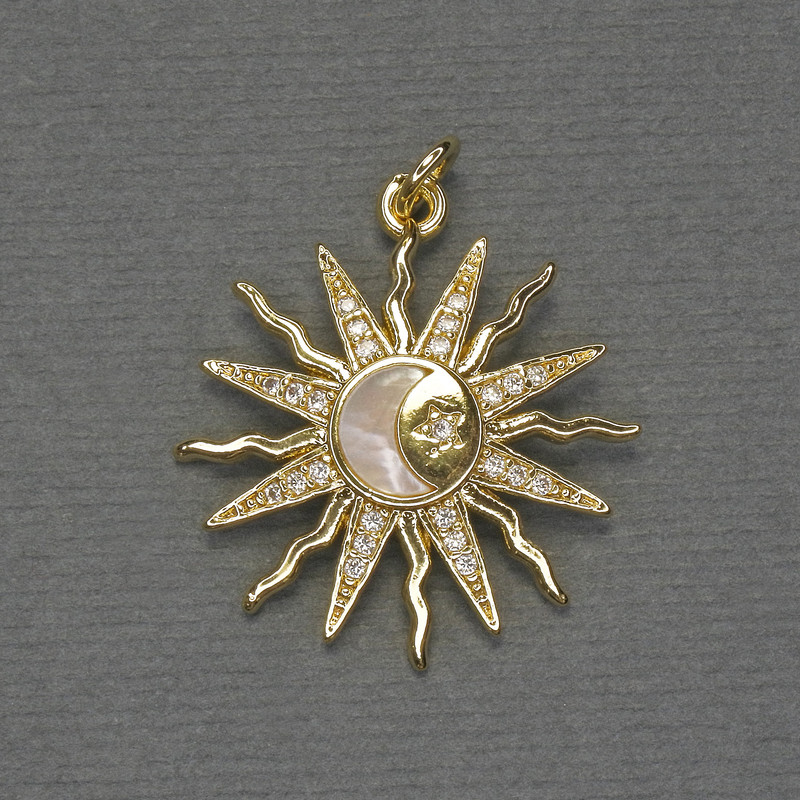 Pendant Mother-of-Pearl Star, Golden Metal, Diameter 22mm±, Length 27mm±