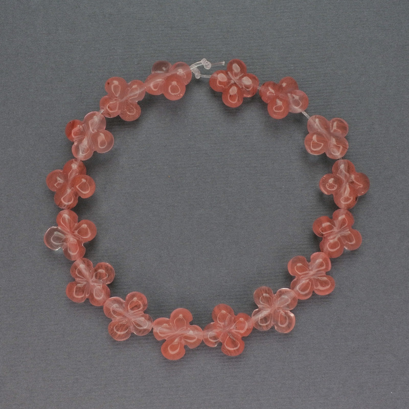 Chalcedony Beads in Four-Leaf Clover Shape, Natural Stone, diameter 13×13 mm, length 20 cm ±