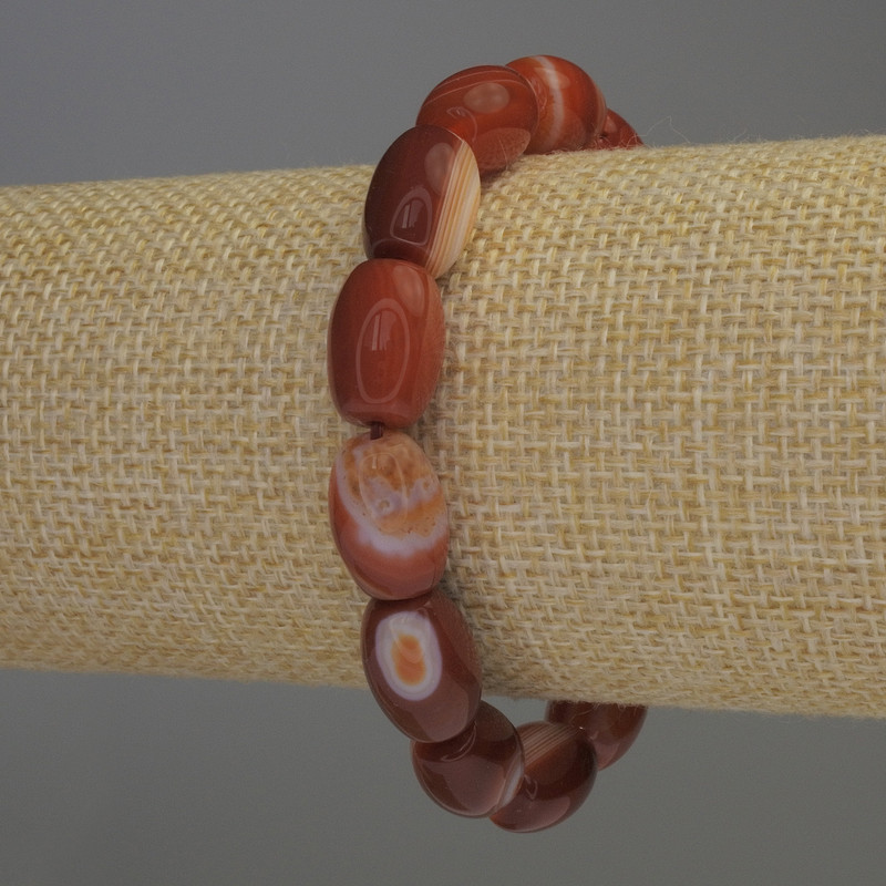 Carnelian Barrel Bracelet, 13x9 mm, stretch, 18 cm length