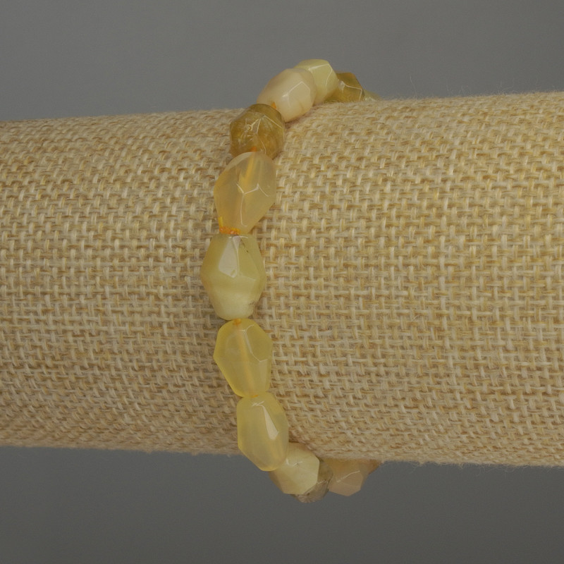 Yellow Agate Bicone Bracelet, 8×12 mm diameter, 18 cm stretch