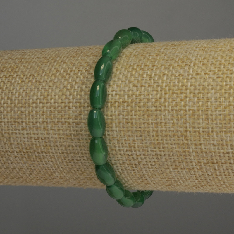 Chrysoprase Barrel Bracelet, diameter 9x6 mm, length 18 cm stretch