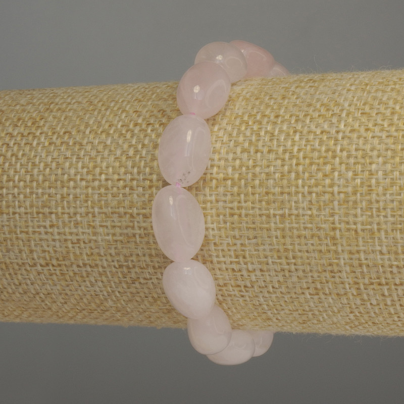 Pink Quartz Faceted Bead Bracelet, diameter 10-12x10 mm, length 18 cm stretch
