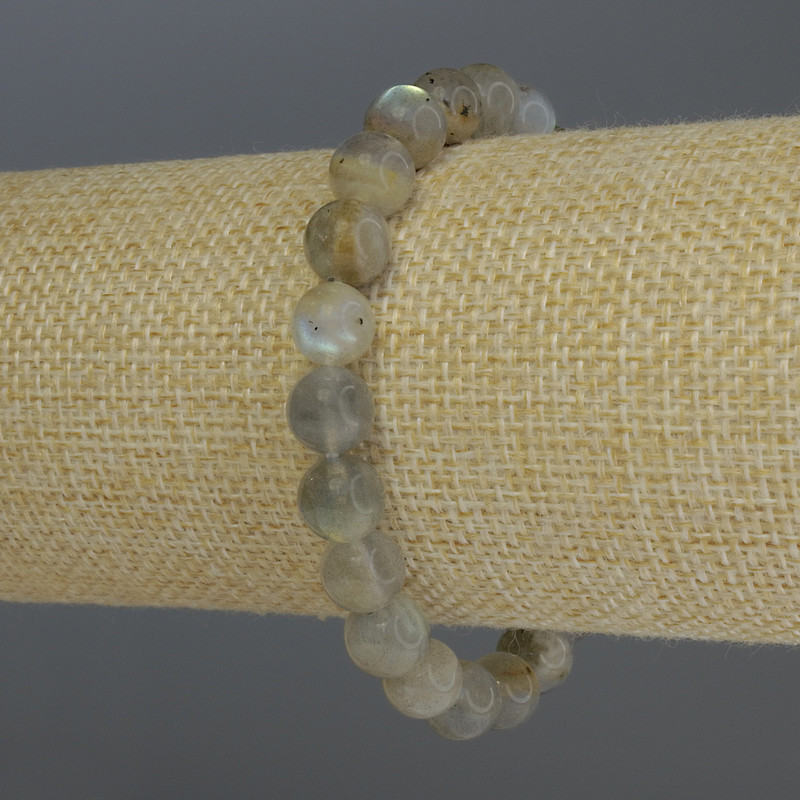 Labradorite bracelet smooth beads, diameter 8mm ±, length 18cm stretch