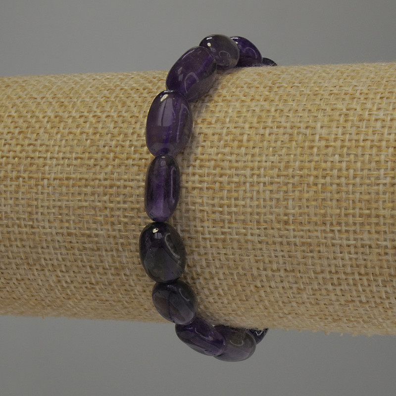 Amethyst Tumbled Bracelet, 16x10 mm diameter, 18 cm stretch